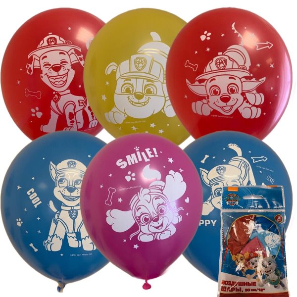 M 12/30см Набор шаров Щенячий Патруль ассорти рис. 5шт ( Latex Occidental, Мексика ) M 12/30см Набор шаров Щенячий Патруль ассорти рис. 5шт ( Latex Occidental, Мексика )