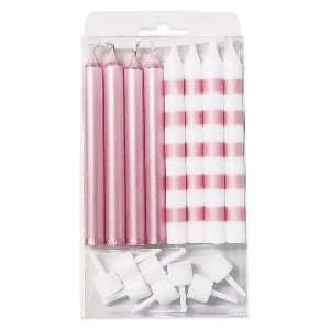 MС Свечи Ассорти Pink & White в полоску 8шт 8см
