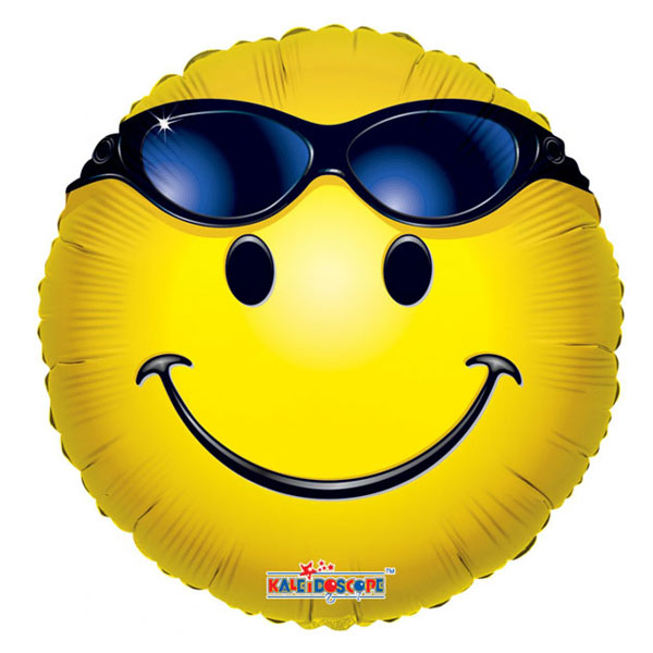 K Круг 664 Смайл в очках 18/45см шар фольга