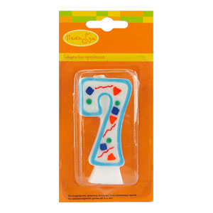 МС Свеча Цифра 7 Голубое Конфетти