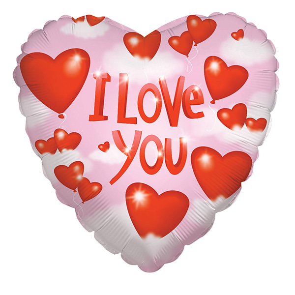 K Сердце 464 Любовь Сердца в облаках 18/45см шар фольга