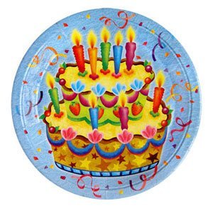 F 23см Тарелки бумажные ламинированные Праздничный торт 6шт