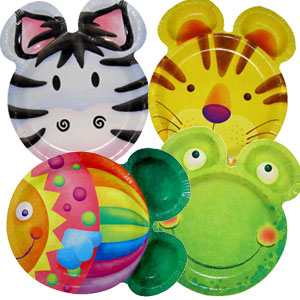 F 23см Тарелки фигурные бумажные ламинированные ассорти Забавные зверята 8шт