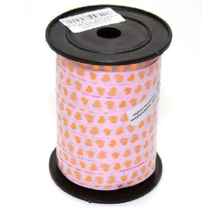 RL Лента  10мм x 100у Розовая сердца золото (Москва) А124