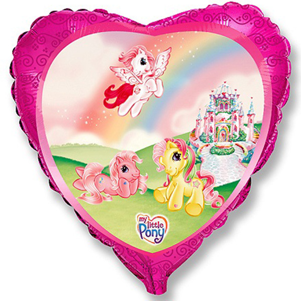 FM Сердце И-174 Веселые пони 18/45см шар фольга ( Flexmetal S.L., Испания )