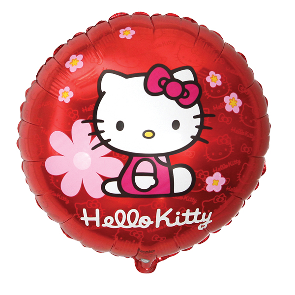FM Круг И-335 Hello Kitty в цветочках 18/45см шар фольгированный ( Flexmetal S.L., Испания )