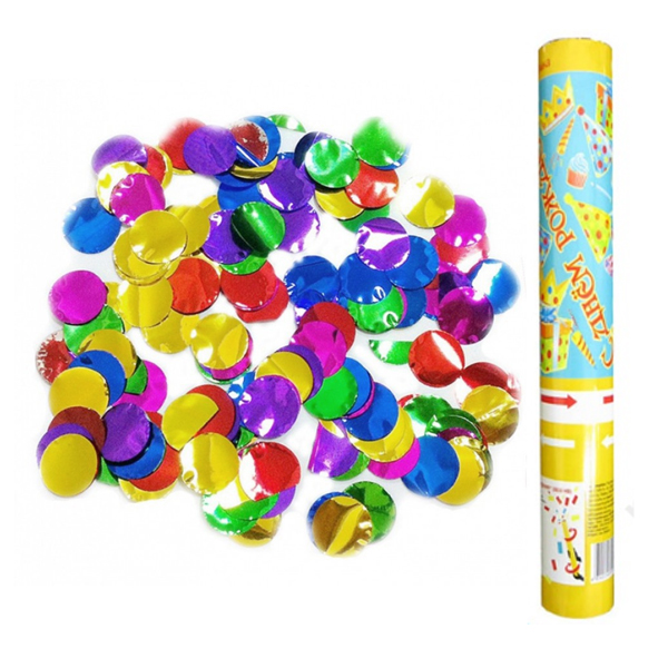 AC 30см Пневмохлопушка в  металлической тубе С Днем Рождения