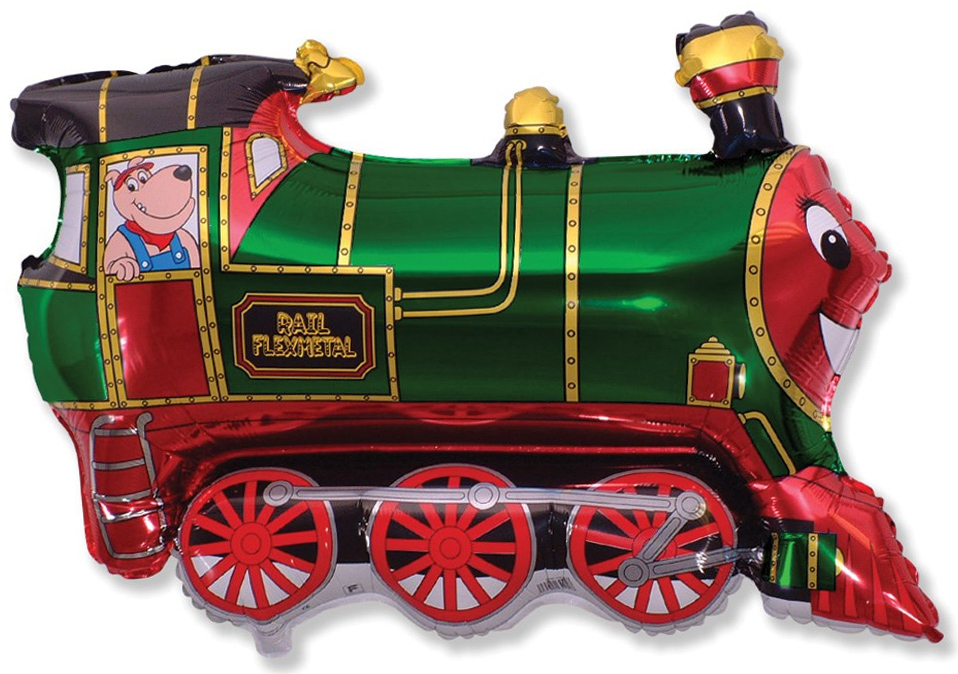 FM Мини Фигура гр.4 И-192 Паровозик зеленый 31см Х 27см шар фольга ( Flexmetal S.L., Испания )