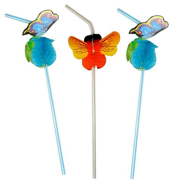 BA Трубочки для коктейля Бабочки и Пчелки 8шт