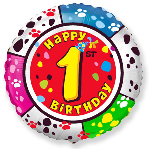 FM Круг И-292 С днем рождения Цифра 1 18/45см шар фольга ( Flexmetal S.L., Испания )