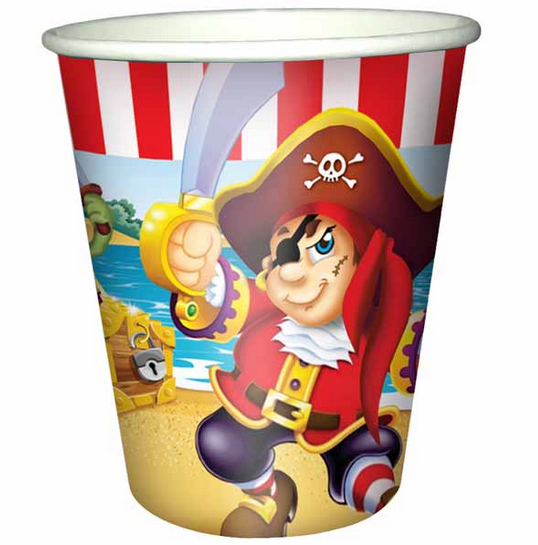 F 200мл Стаканы бумажные Веселый Пират 6шт