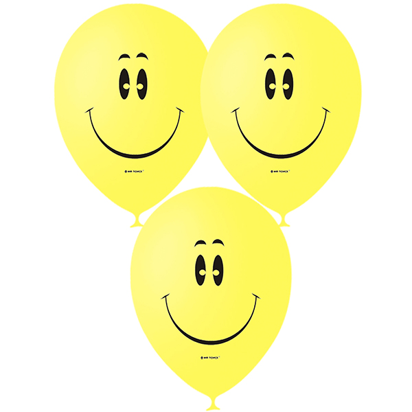 M 12/30см Пастель (шелк) YELLOW 1 ст. рис Смайл 50шт шар латекс ( Latex Occidental, Мексика )