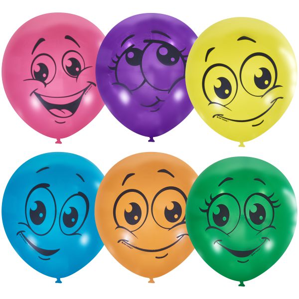 M 12/30см Пастель+Декоратор (шелк) 1 ст. рис Улыбки 50шт шар латекс ( Latex Occidental, Мексика )
