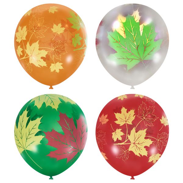 M 12/30см Декоратор (шелк) 5 ст. рис Осенние листья 25шт шар латекс ( Latex Occidental, Мексика )