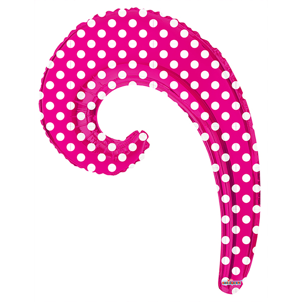 K Волна PINK в горошек 14/36см шар фольга