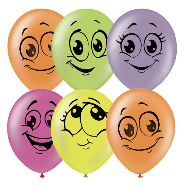 M 10/25см Флуоресцентный (шелк) 1 ст. рис Улыбки 50шт шар латекс ( Latex Occidental, Мексика )