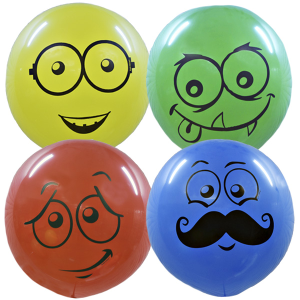 M 24/61см Пастель ассорти 1 ст. рис Улыбки 4шт ( Latex Occidental, Мексика )