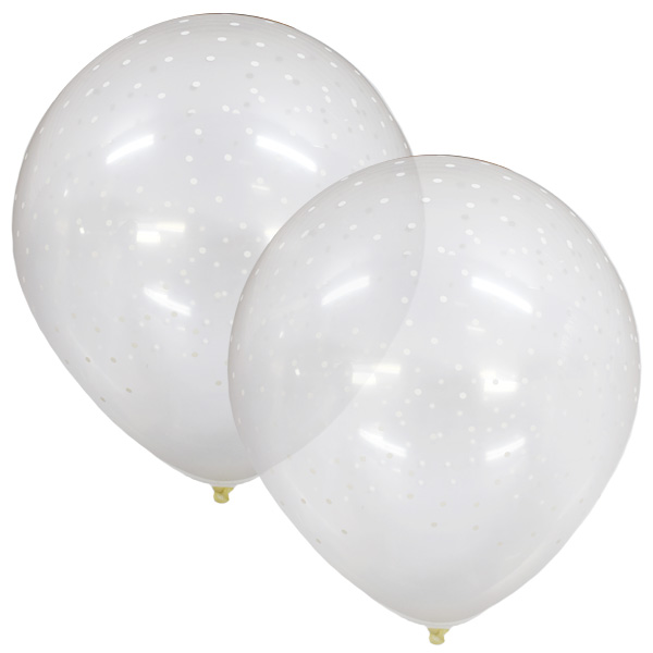 M 12/30см Декоратор TRANSPARENT (шелк) 5 ст. рис Белое Конфетти 25шт ( Latex Occidental, Мексика )