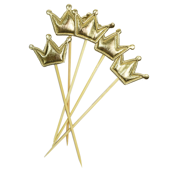 Y Шпажки для канапе/капкейков Корона золотая 11.5 см 5шт