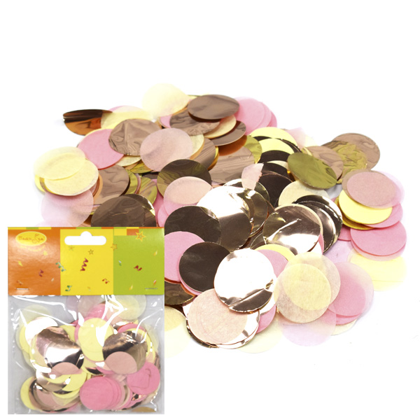 Y Конфетти бумага/фольга Круги золото/розовый/шампань 2,5см 14гр