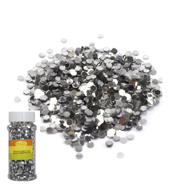 Y Блестки конфетти для декора серебряные 70г