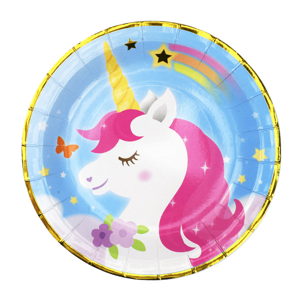 F 18см Тарелки бумажные ламинированные Единорог 6шт