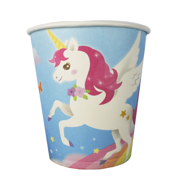 F 200мл Стаканы бумажные Единорог 6шт