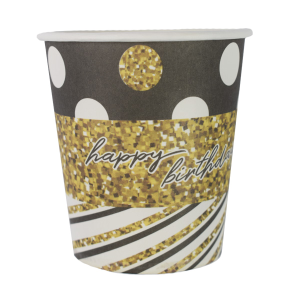 F 200мл Стаканы бумажные Happy Birthday Голливуд 6шт