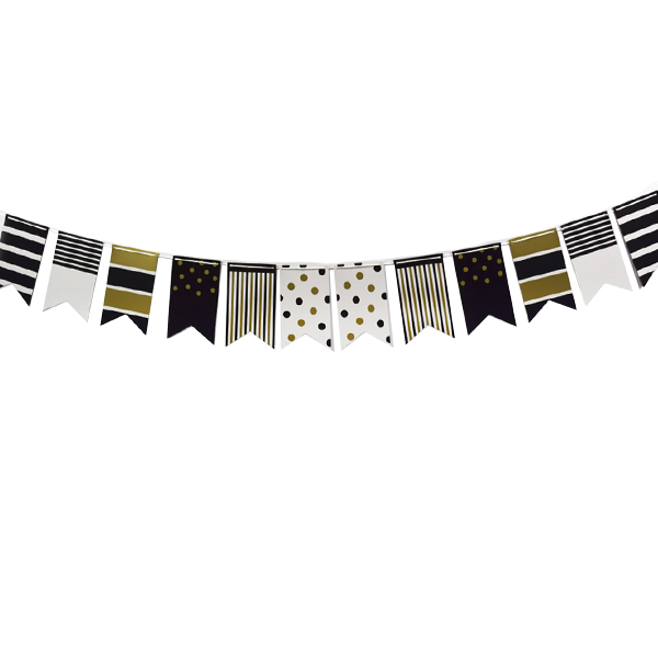PR Гирлянда-флажки Black&Gold ассорти 250см