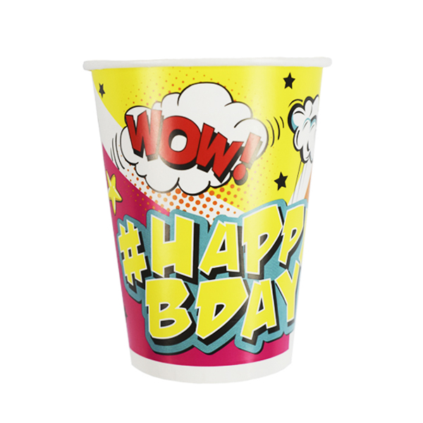P 200мл Стаканы бумажные Комиксы #HappyBday 6шт