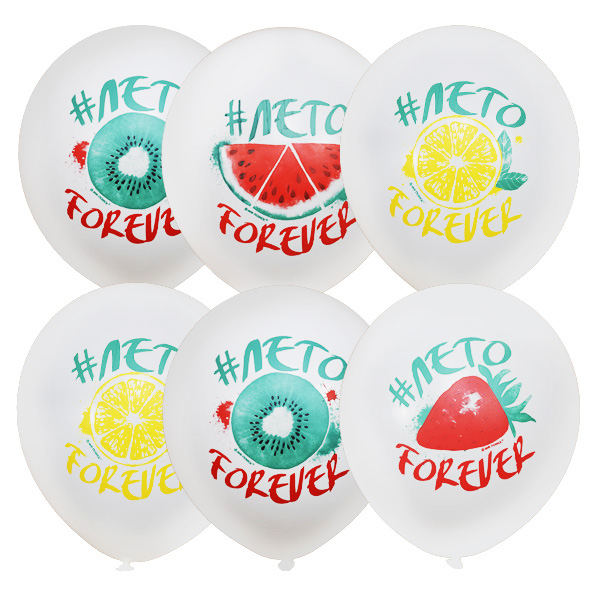 M 12/30см Пастель (растр) WHITE 1 ст.2 цв. рис Лето Forever 25шт  шар латекс ( Latex Occidental, Мексика )