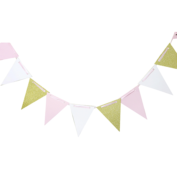 Y Гирлянда-флажки white/pink/gold 300см