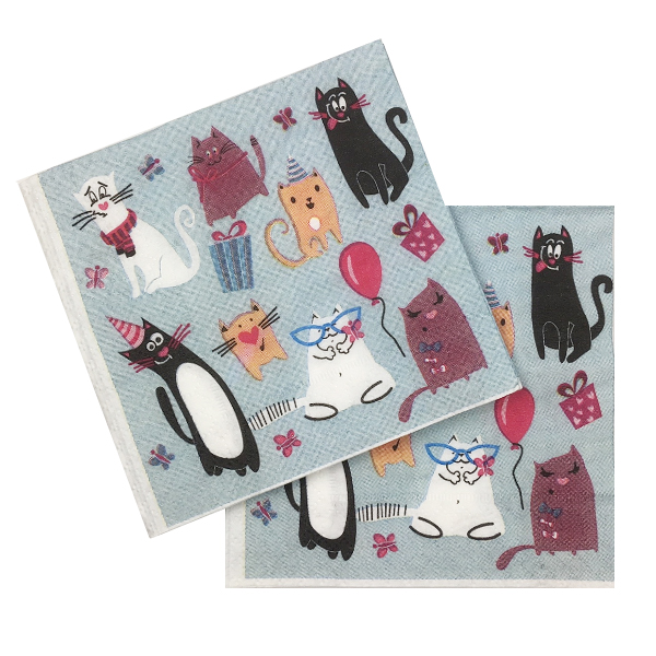P Салфетки Кошки 24х24см 12шт