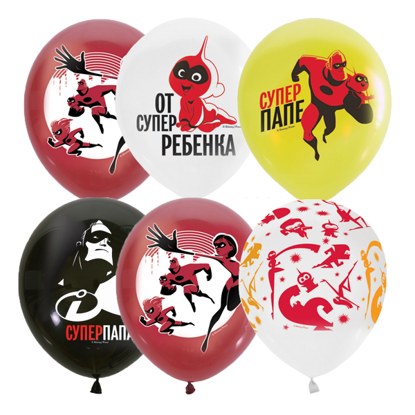 M 12/30см П+Д (шелк) ассорти рис Дисней Суперсемейка для Папы 25шт шар латекс ( Latex Occidental, Мексика )