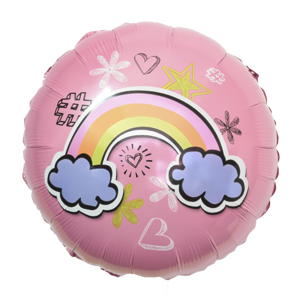 Y Круг 76 Радуга PINK 18/45см  шар фольга ( CHINA-BASE NINGBO, Китай )
