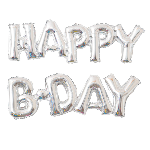 Y Фигура 89 буквы HAPPY B-DAY SILVER 59см Х 90см шар фольга ( CHINA-BASE NINGBO, Китай )