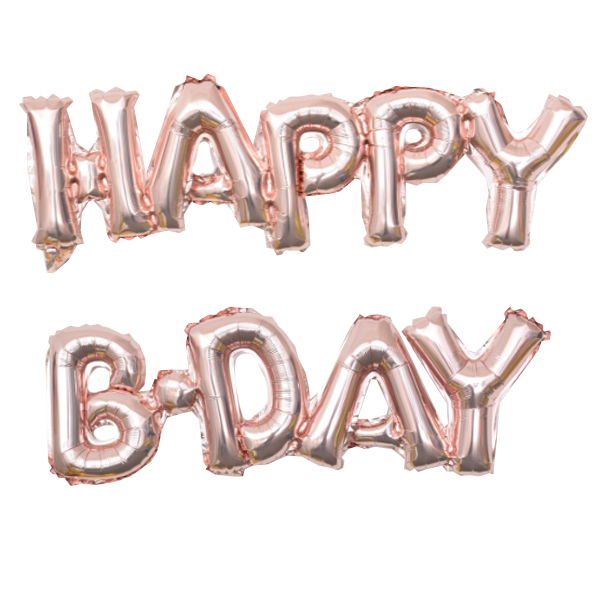 Y Фигура 90 буквы HAPPY B-DAY ROSE GOLD 59см Х 90см шар фольга ( CHINA-BASE NINGBO, Китай )