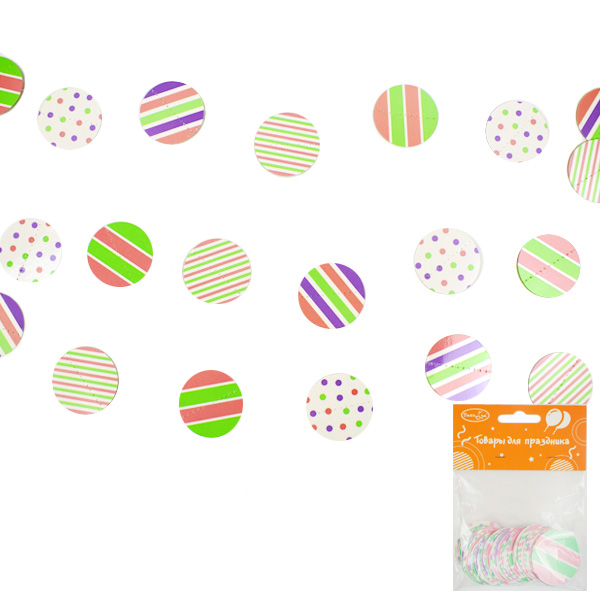 PR Гирлянда-круги Pink&Blue ассорти 155см 3шт/уп