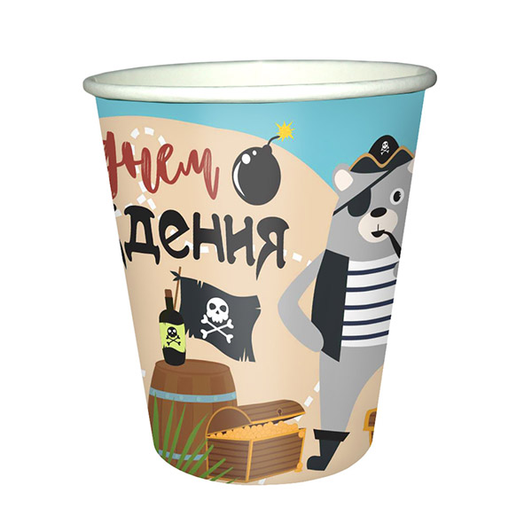 P Стаканы бумажные Пираты С Днем Рождения! 200мл 6шт