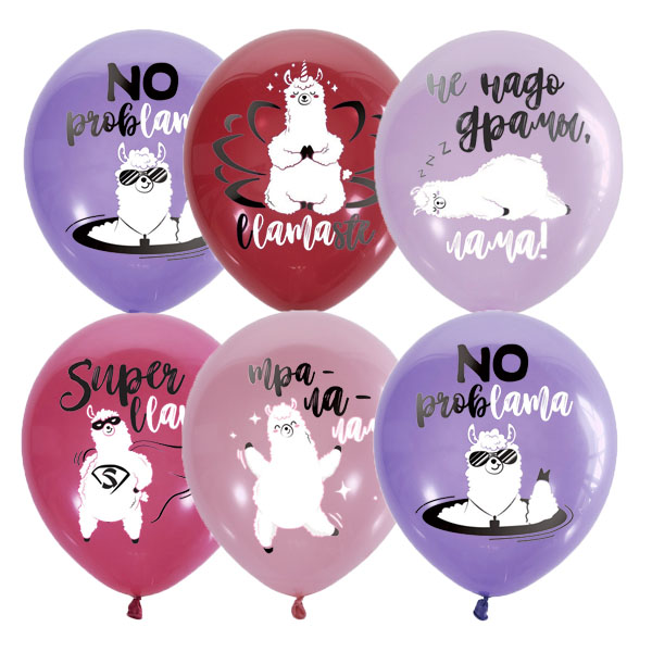 MP 12/30см Пастель+Декоратор (шелк) 1 ст. 2 цв.рис Лама 25шт шар латекс ( Latex Occidental, Мексика )