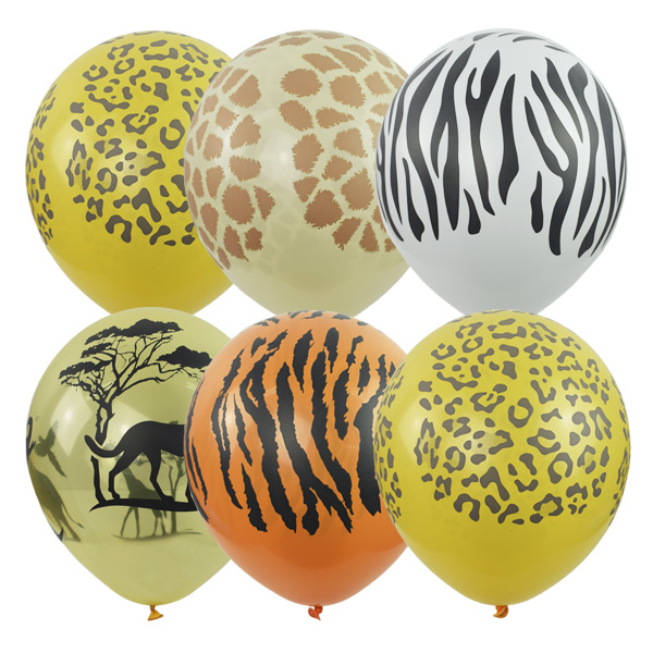 MP 12/30см Набор шаров (шелк) 5 ст. рис Сафари 25шт шар латекс ( Latex Occidental, Мексика )