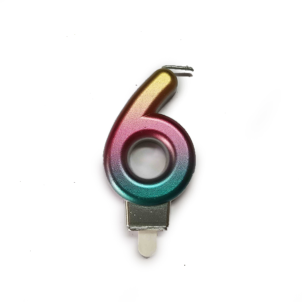 MС Свеча 7см Цифра Радужная 6