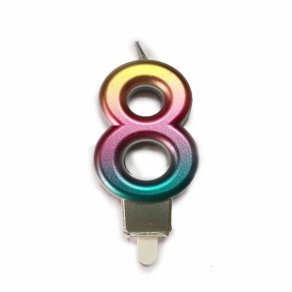 MС Свеча 7см Цифра Радужная 8