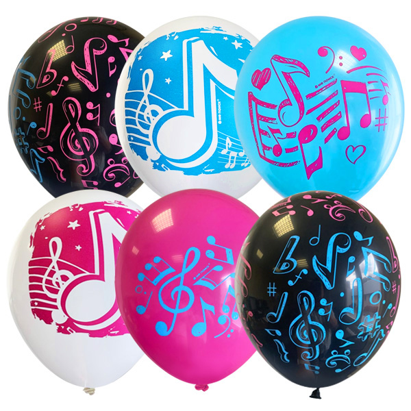 MP 12/30см Набор шаров ассорти рис. Ноты 25шт шар латекс ( Latex Occidental, Мексика )