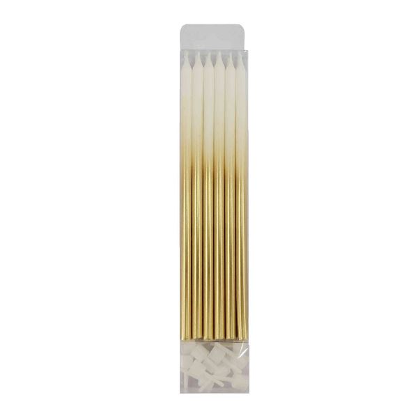 MС Свечи Металлик White & Gold 15см с держателями 12шт