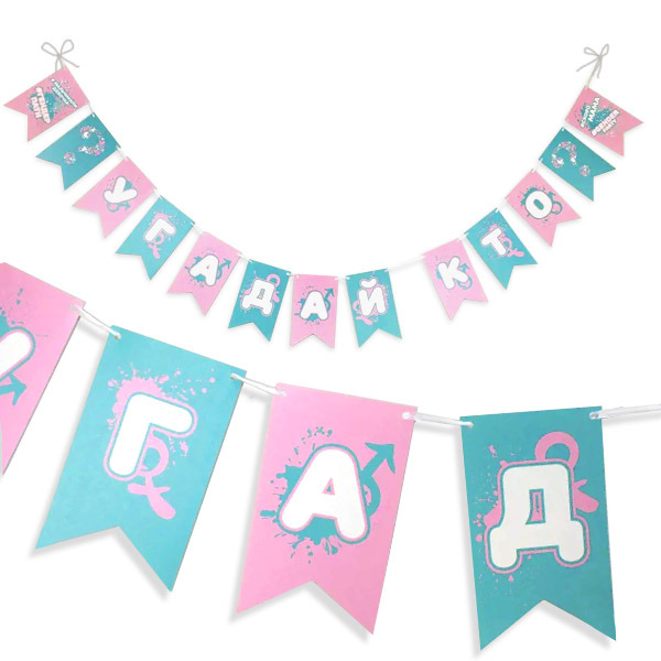 PR Гирлянда флажки Гендер Пати 200см