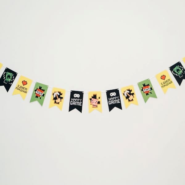 PR Гирлянда флажки Пиксели СДР 200см