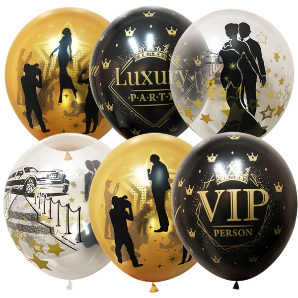 M 12/30см Набор шаров VIP Party ассорти рис. 25шт шар латекс ( Latex Occidental, Мексика )