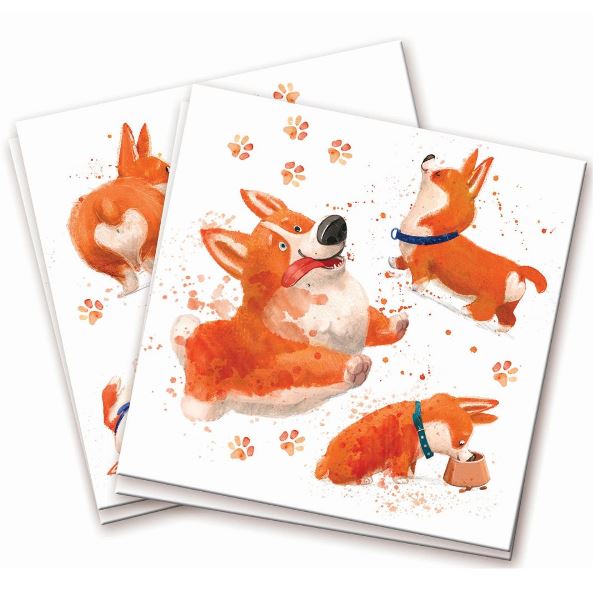 P Салфетки С Днем Рождения Корги 33см X 33см 12шт