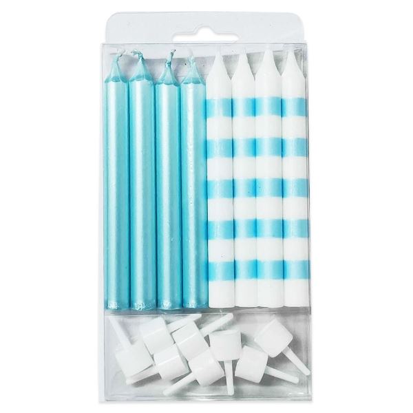 MС Свечи Ассорти Blue & White в полоску 8шт 8см